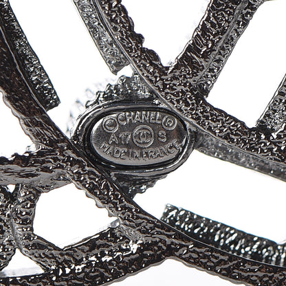 Chanel Ruthenium Pearl Crystal CC Brooch Silver 4 of 4
