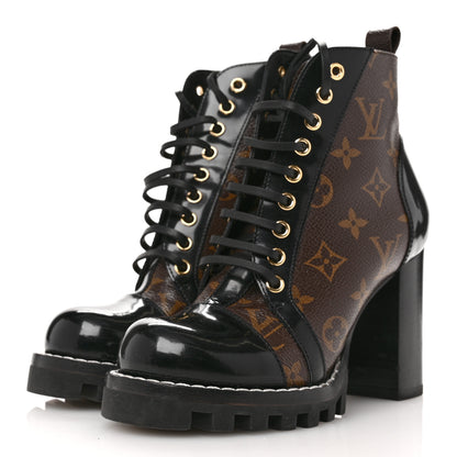Louis Vuitton Patent Calfskin Monogram Star Trail Ankle Boots 36 Black 4 of 12