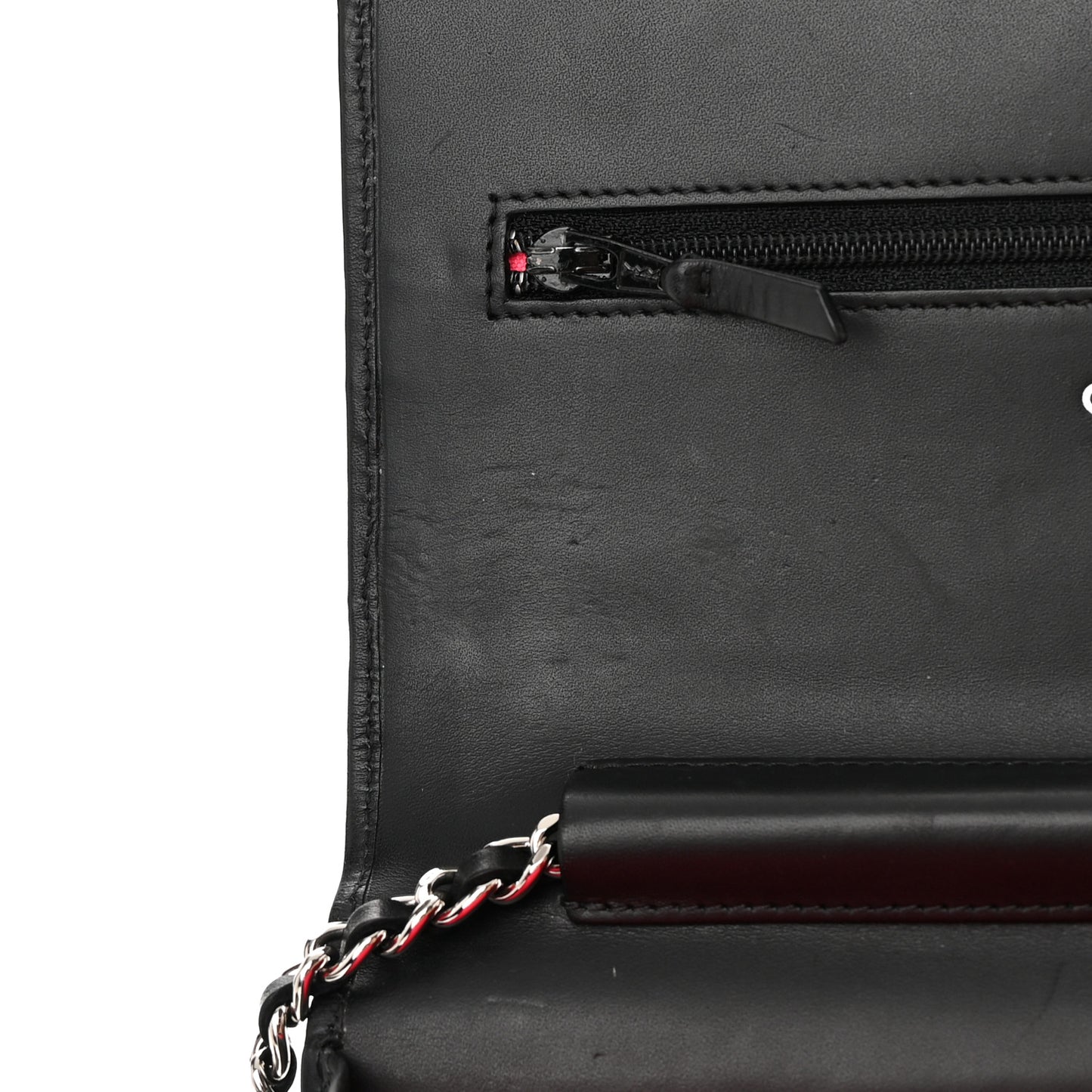Calfskin Quilted Cambon Wallet On Chain WOC Black