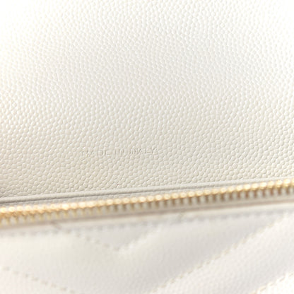 Saint Laurent Grain De Poudre Matelasse Chevron Monogram Envelope Chain Wallet Porcellana 11 of 14