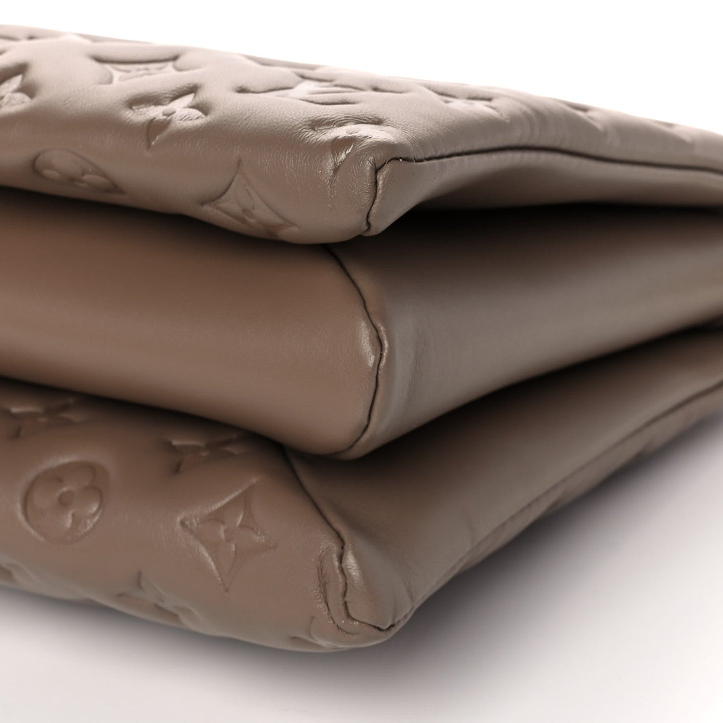 Lambskin Embossed Monogram Coussin MM Taupe
