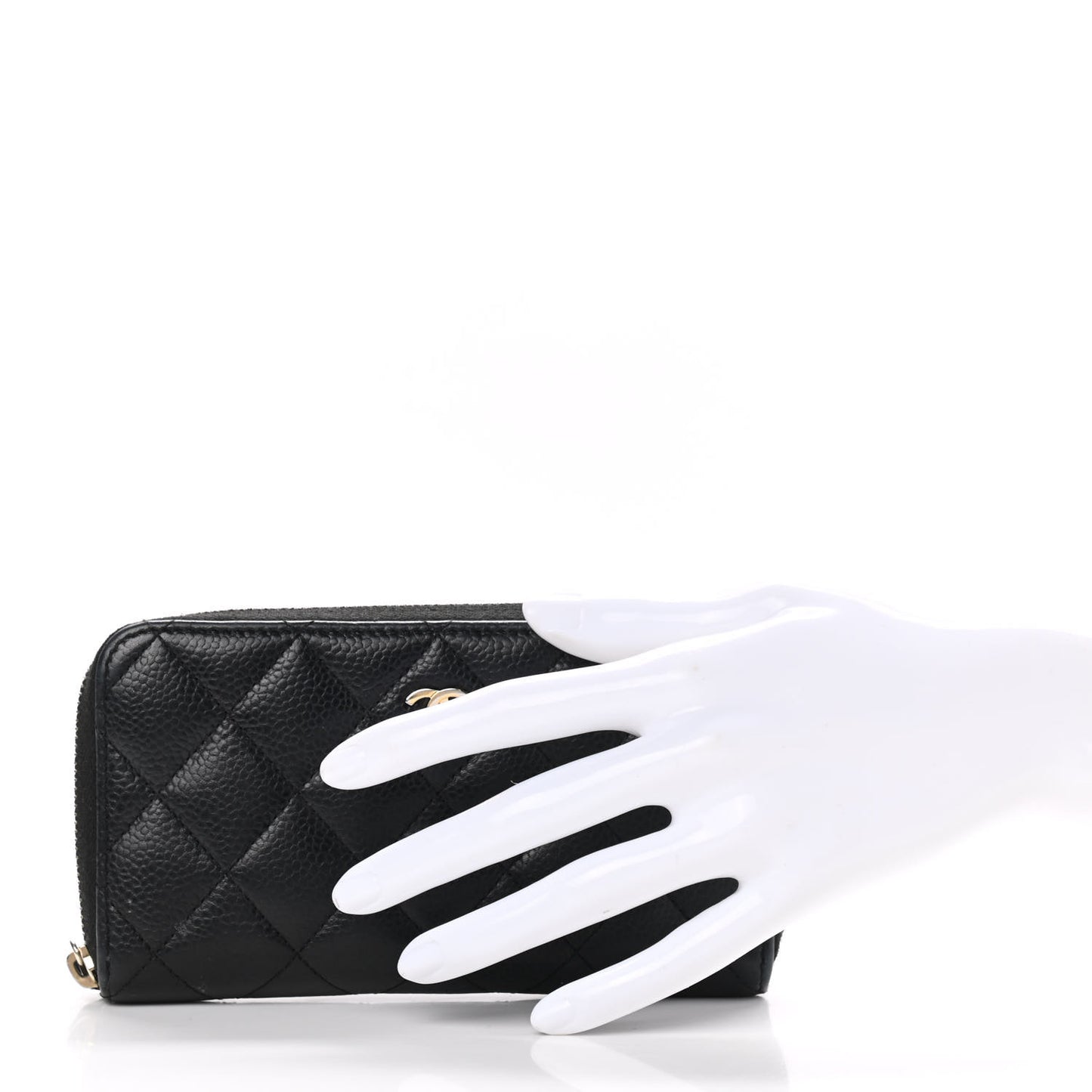 Caviar Quilted Medium Zip Around Wallet Black