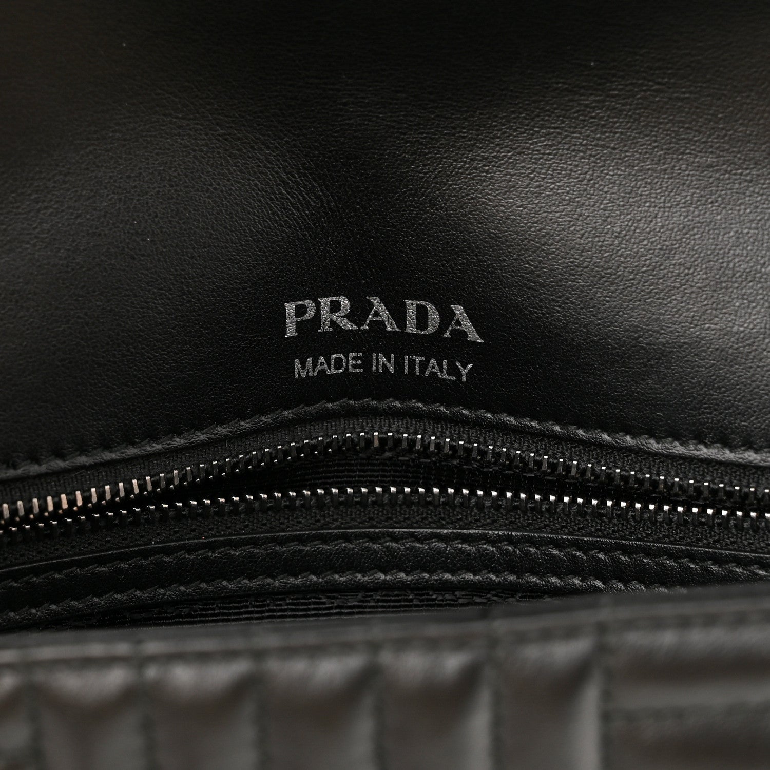 Prada Soft Calfskin Impunture Diagramme Medium Chain Flap Shoulder Bag Black 6 of 9