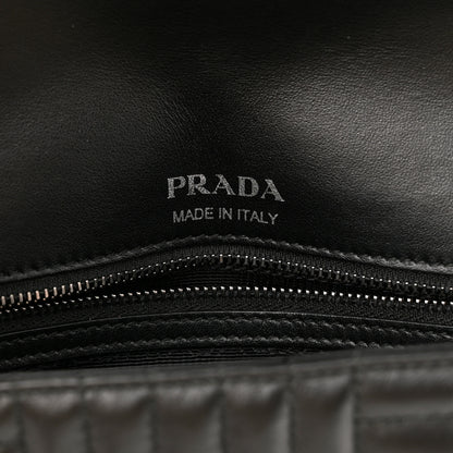 Prada Soft Calfskin Impunture Diagramme Medium Chain Flap Shoulder Bag Black 6 of 9