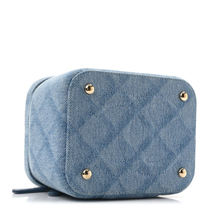 Chanel Denim Quilted Small CC Vanity Case Blue 4 of 10