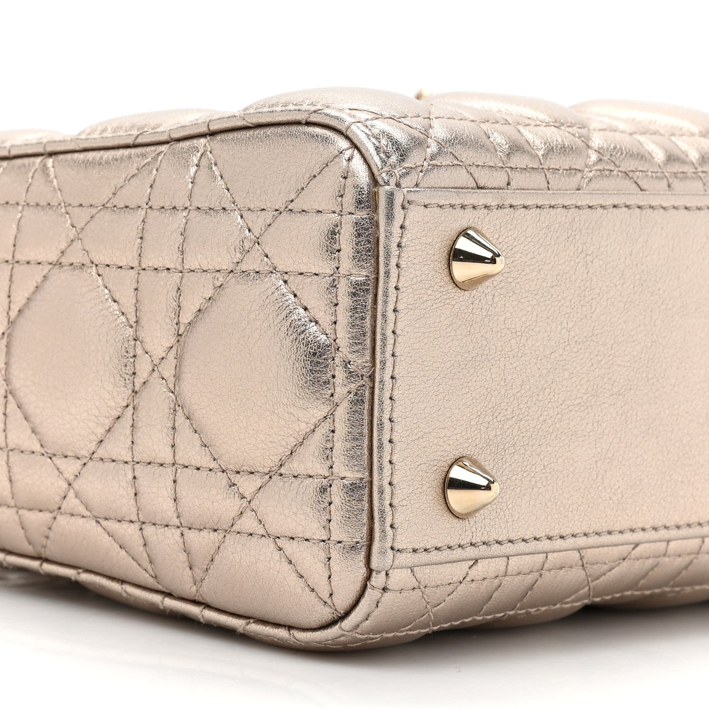 Metallic Lambskin Cannage Small My ABCDior Lady Dior Gold