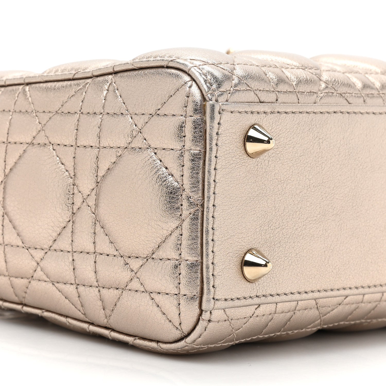 Christian Dior Metallic Lambskin Cannage Small My ABCDior Lady Dior Gold 9 of 10