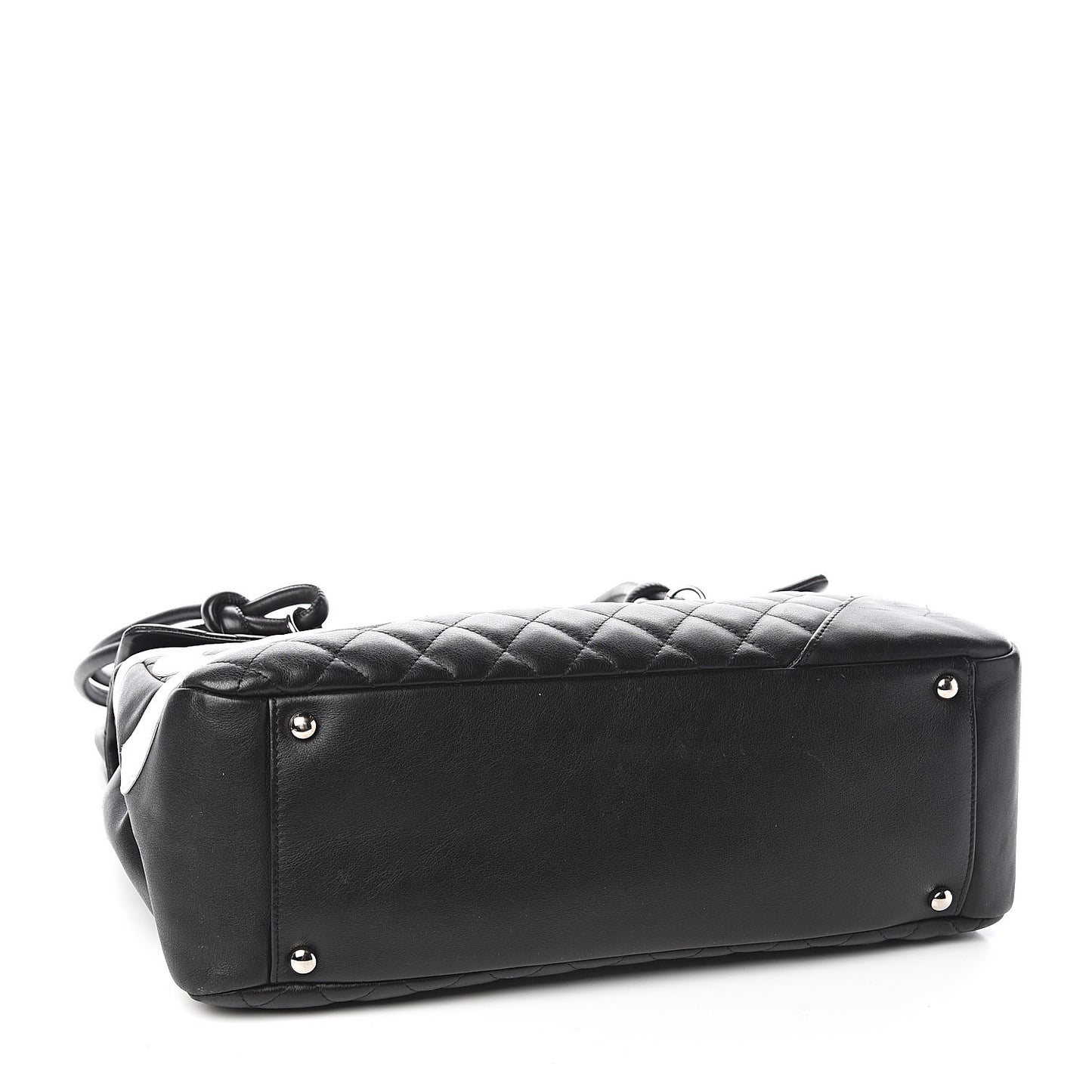 Calfskin Quilted Large Cambon Flap Black White
