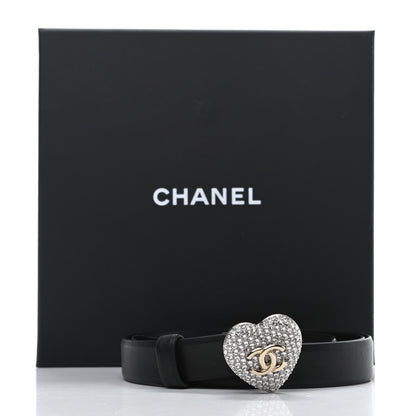 Chanel Calfskin Crystal Heart CC Belt 85 34 Black 7 of 7
