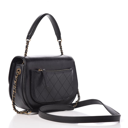 Chanel Shiny Calfskin Goatskin Quilted Small Coco Curve Messenger Flap Black 3 of 9