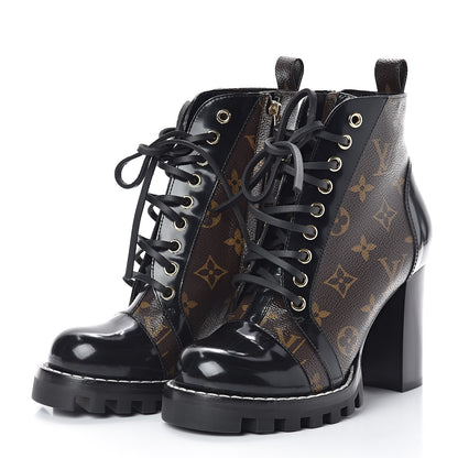 Louis Vuitton Patent Calfskin Monogram Star Trail Ankle Boots 36 Black 3 of 7