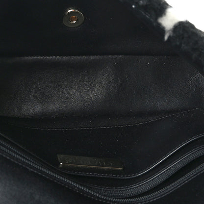 Chanel Shearling Lambskin Large Fluffy Tartan Single Flap Black White 5 of 9