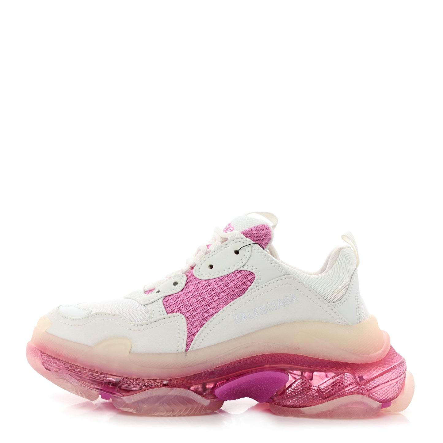 Fabric Mesh Clear Sole Womens Triple S Sneakers 38 White Pink