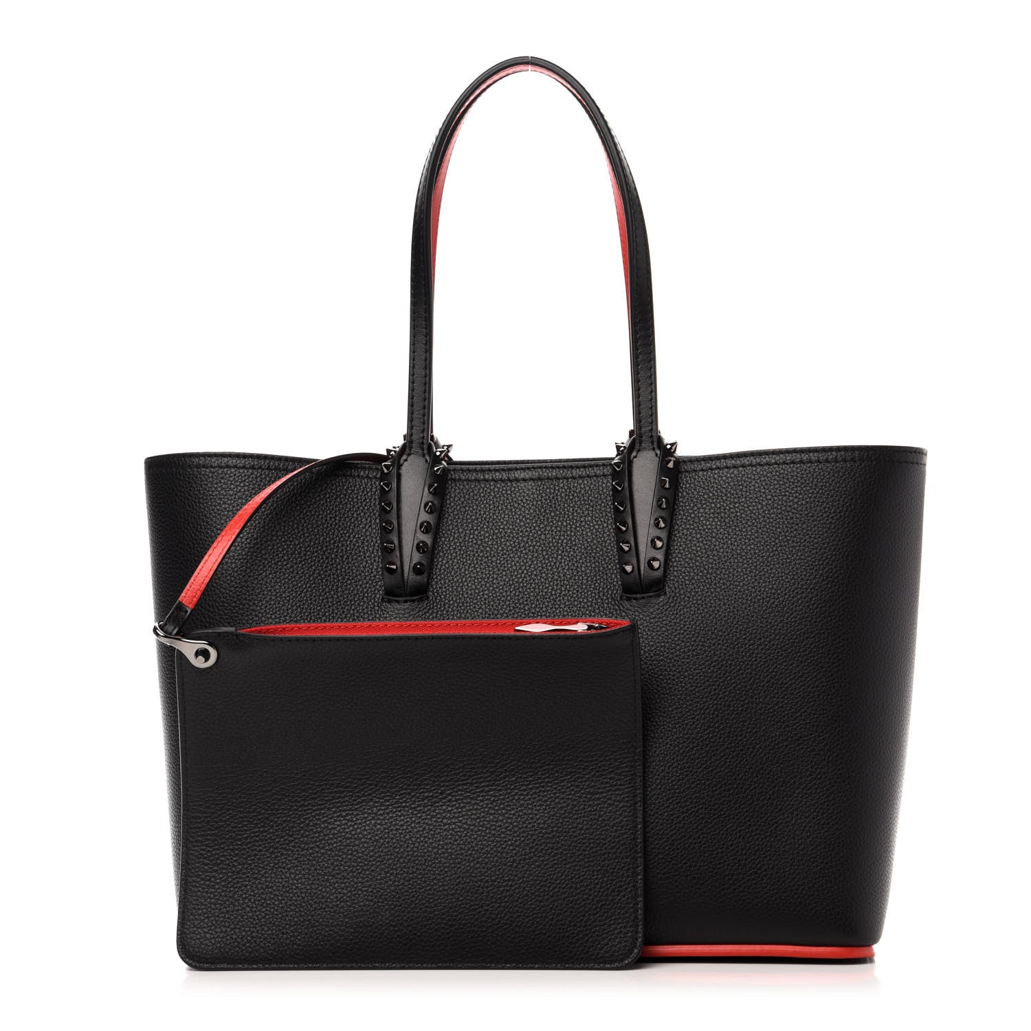 Christian Louboutin Calfskin Spikes Small East West Cabata Tote Black 1 of 12