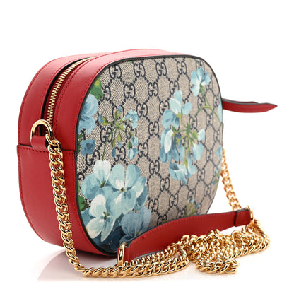 Gucci GG Supreme Monogram Blooms Small Chain Shoulder Bag Beige Blue Navy Hibiscus Red 3 of 11