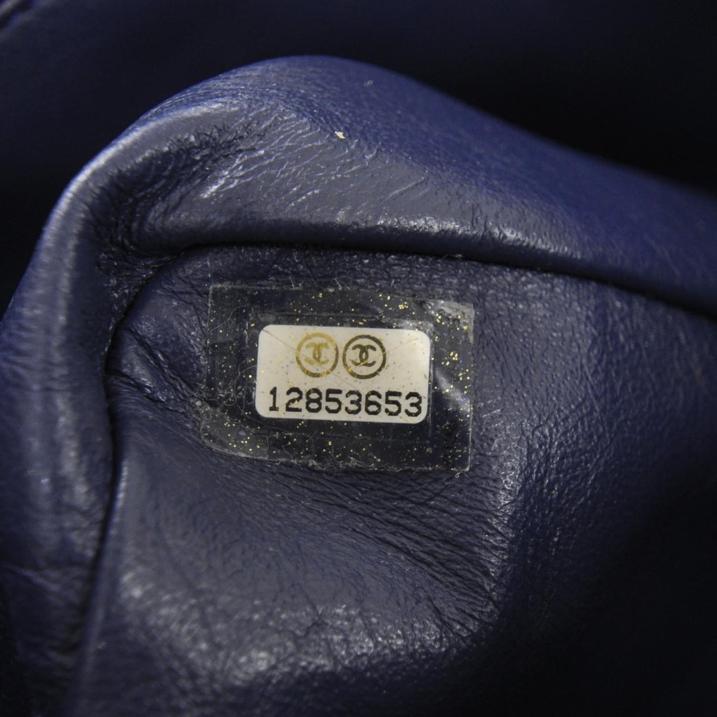 Washed Caviar Maxi Flap Navy Blue SHW