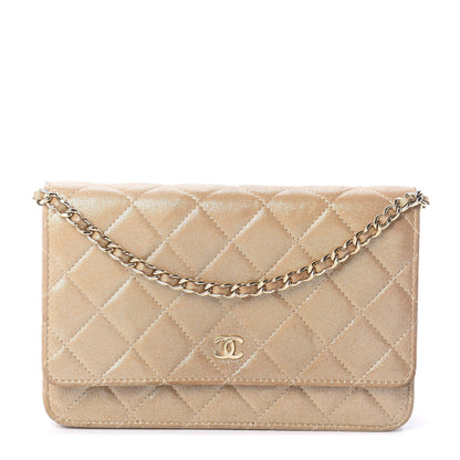 Chanel Iridescent Calfskin Quilted Wallet On Chain WOC Gold 1 of 12