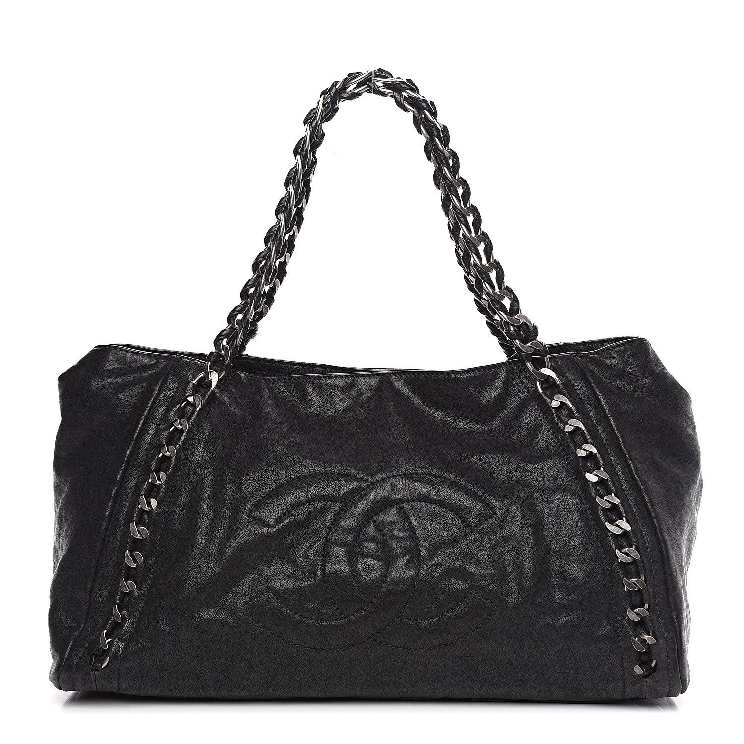 Chanel Glazed Calfskin East West Modern Chain Tote Black 1 of 13