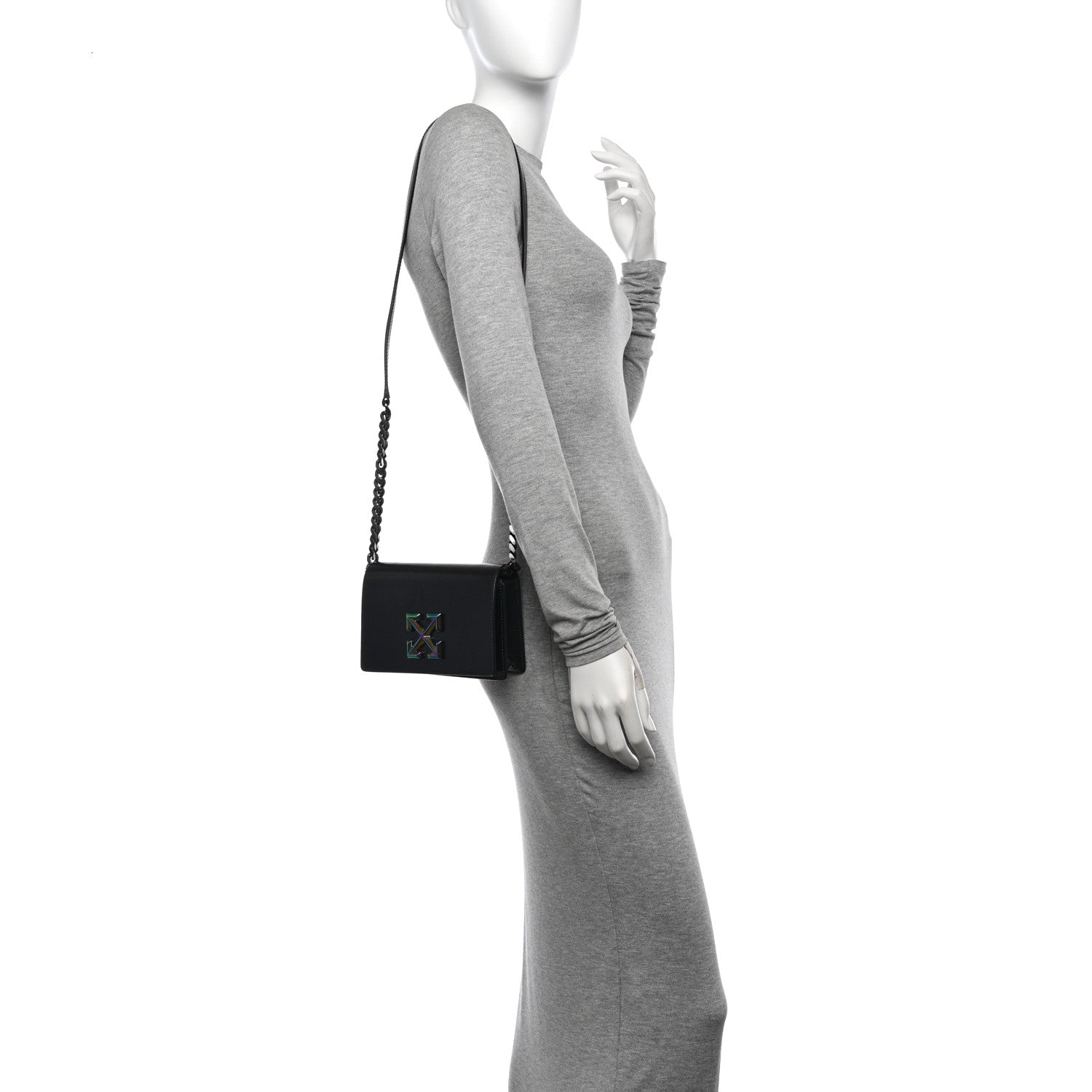 Off-White Calfskin Jitney 0.5 Crossbody Bag Black 2 of 14