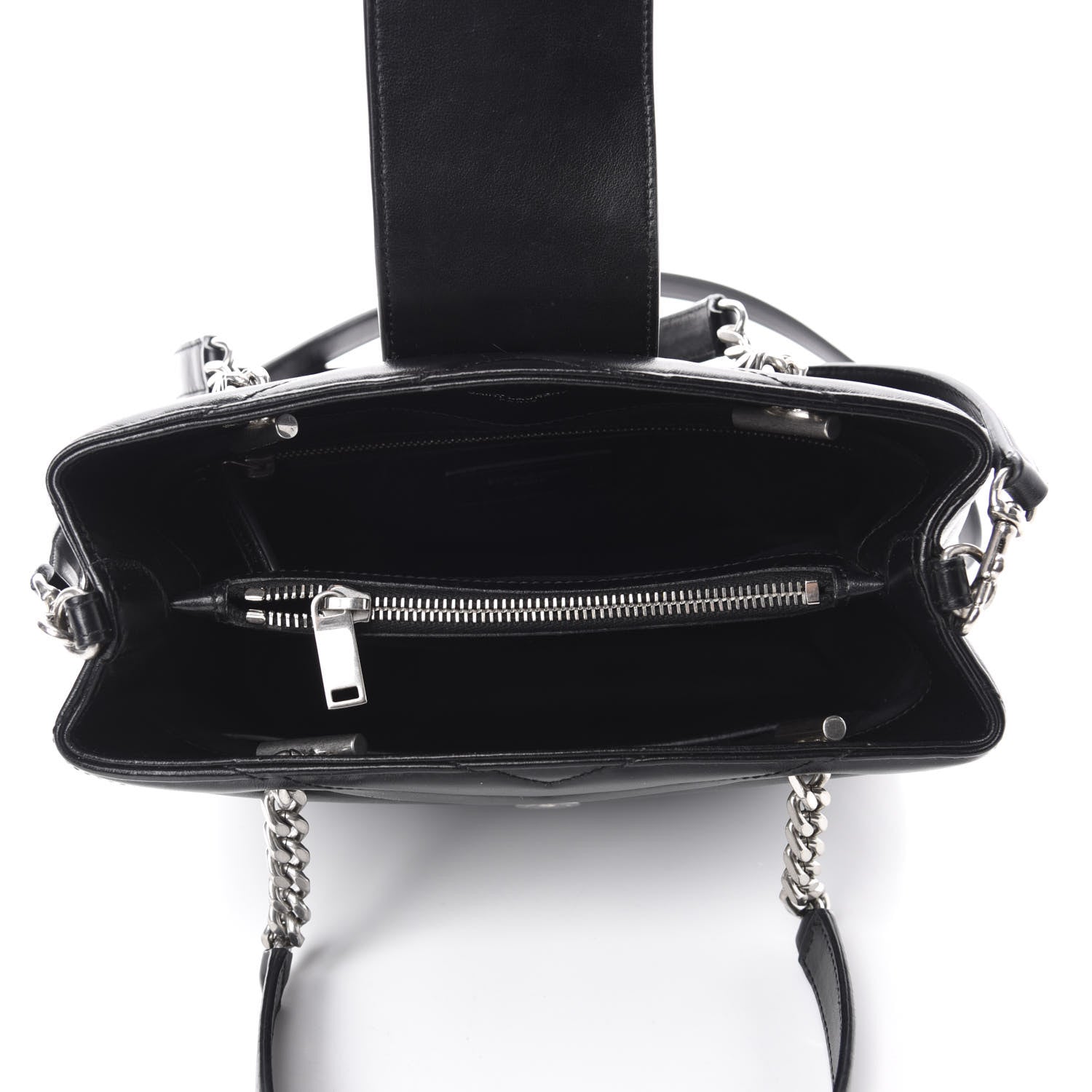 Saint Laurent Calfskin Y Quilted Monogram Small Loulou Shopper Black 6 of 12