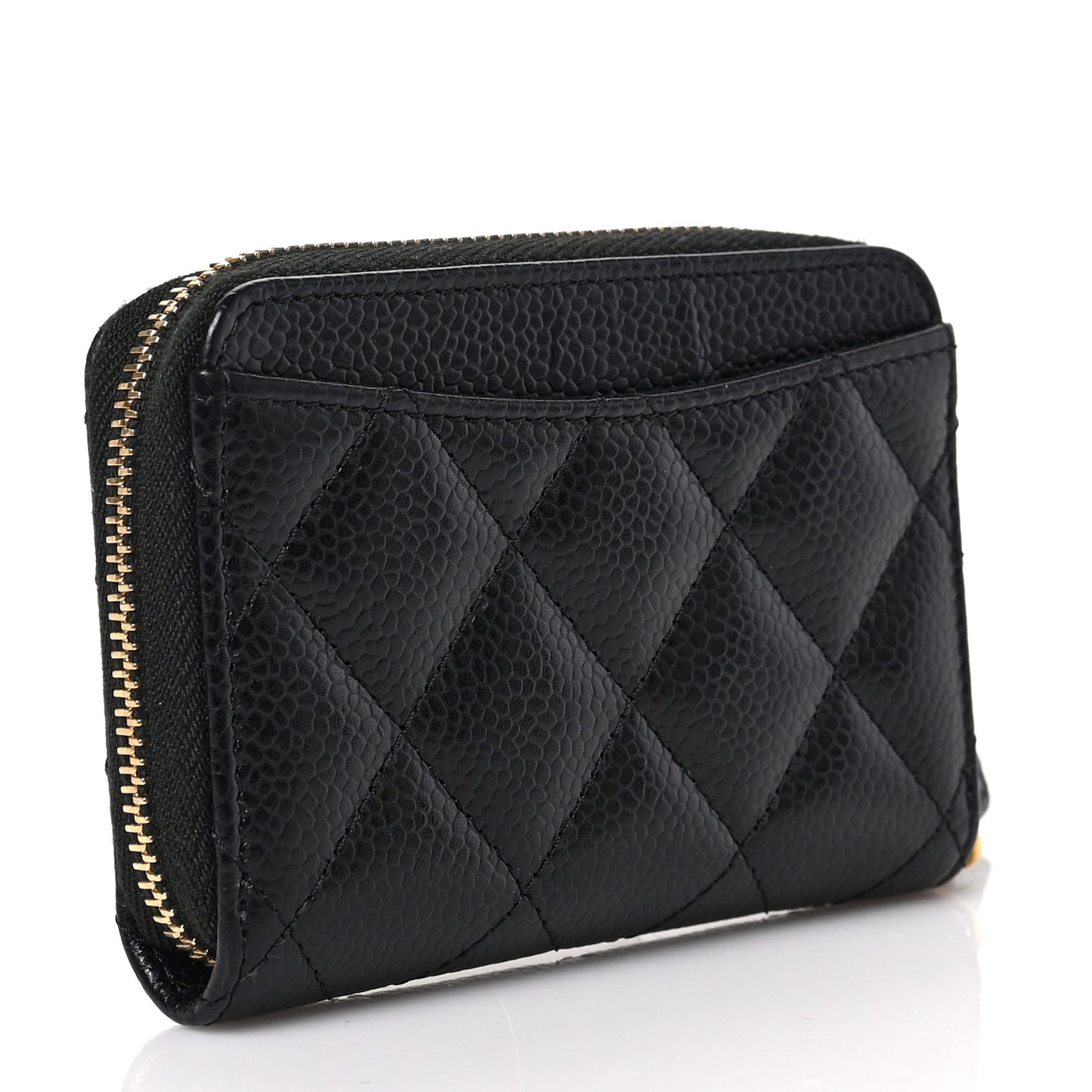 Caviar Quilted Zip Coin Purse Black