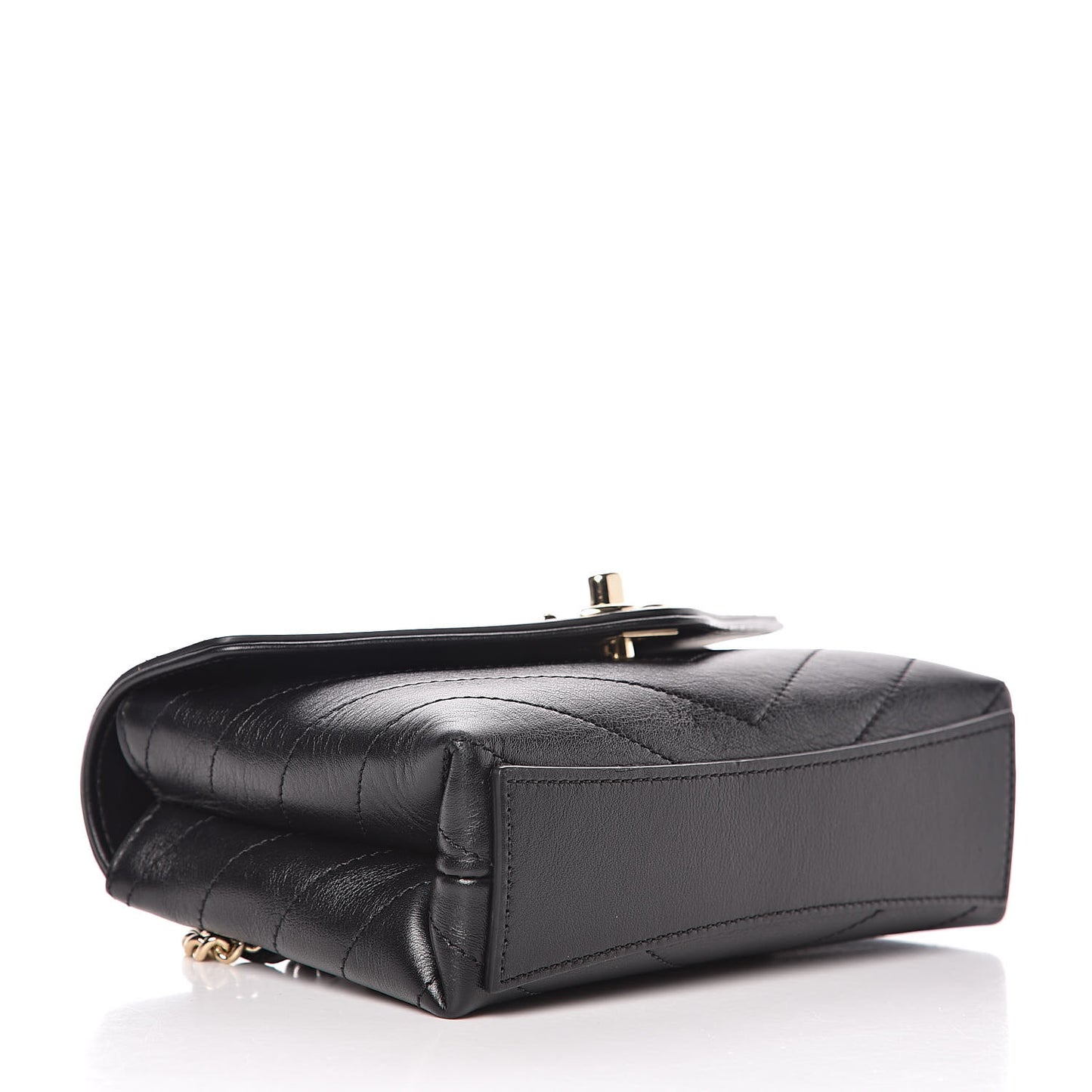 Calfskin Chevron Stitched Coco Waist Bag Black