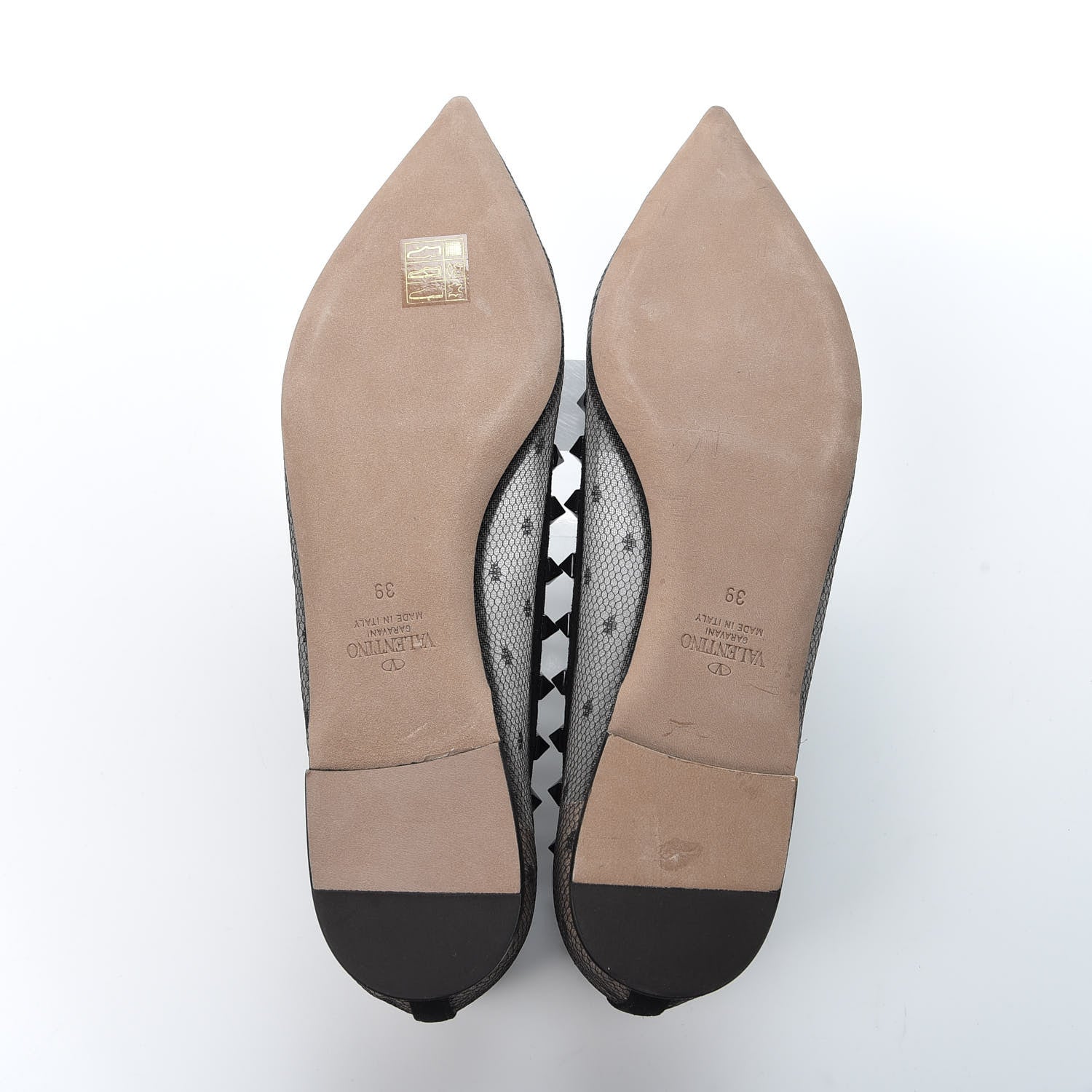 Valentino Garavani Mesh Point d'Esprit Rockstud Ballerina Flats 39 Black 5 of 9