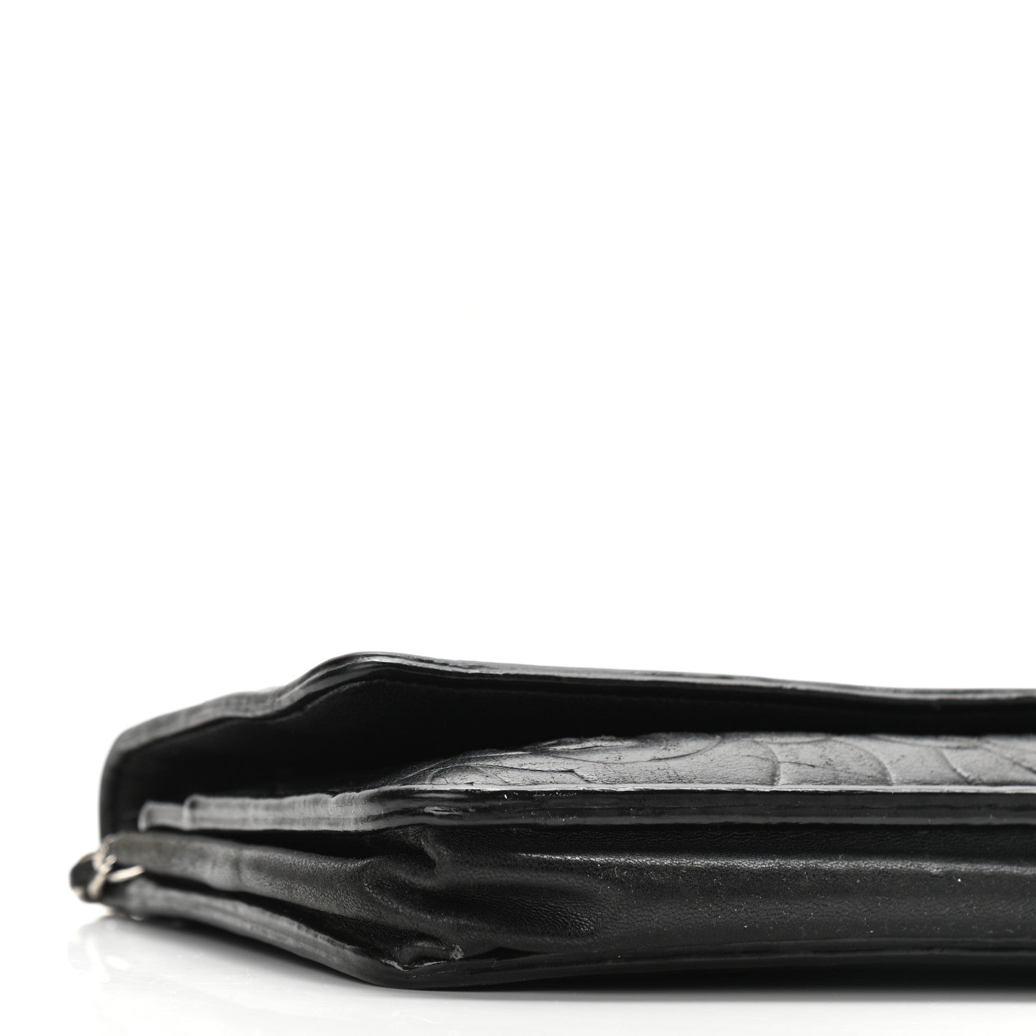 Chanel Lambskin Camellia Embossed Wallet on Chain WOC Black 10 of 17