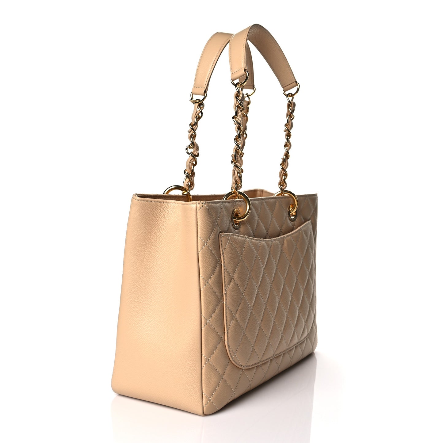 Caviar Quilted Grand Shopping Tote GST Beige