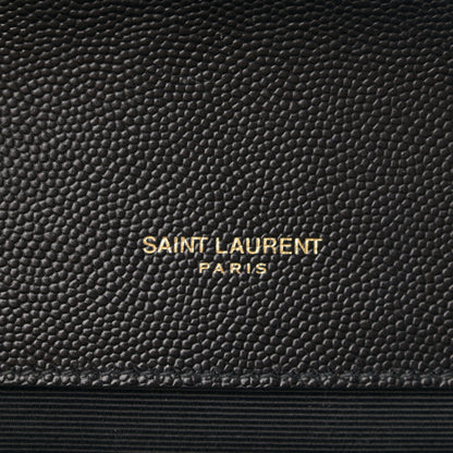Saint Laurent Grain De Poudre Textured Mixed Matelasse Triquilt Medium Monogram Satchel Black 7 of 12