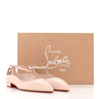 Christian Louboutin Nappa Conclusive Spike Ankle Strap Ballerina Flats 37 Leche 14 of 14