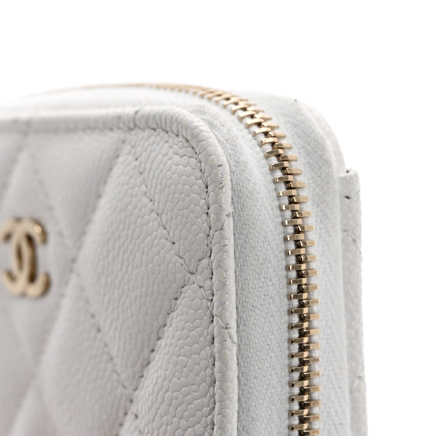 Caviar Quilted Zip Coin Purse White
