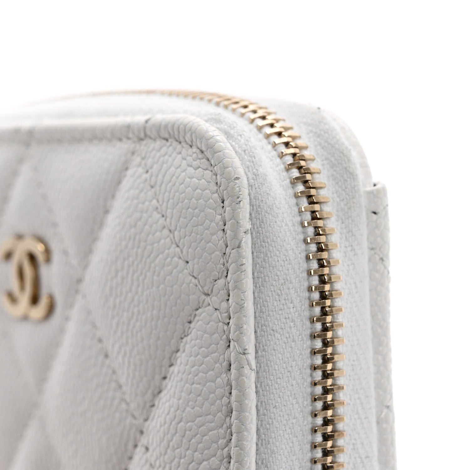 Chanel Caviar Quilted Zip Coin Purse White 8 of 11