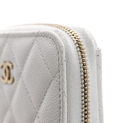 Chanel Caviar Quilted Zip Coin Purse White 8 of 11