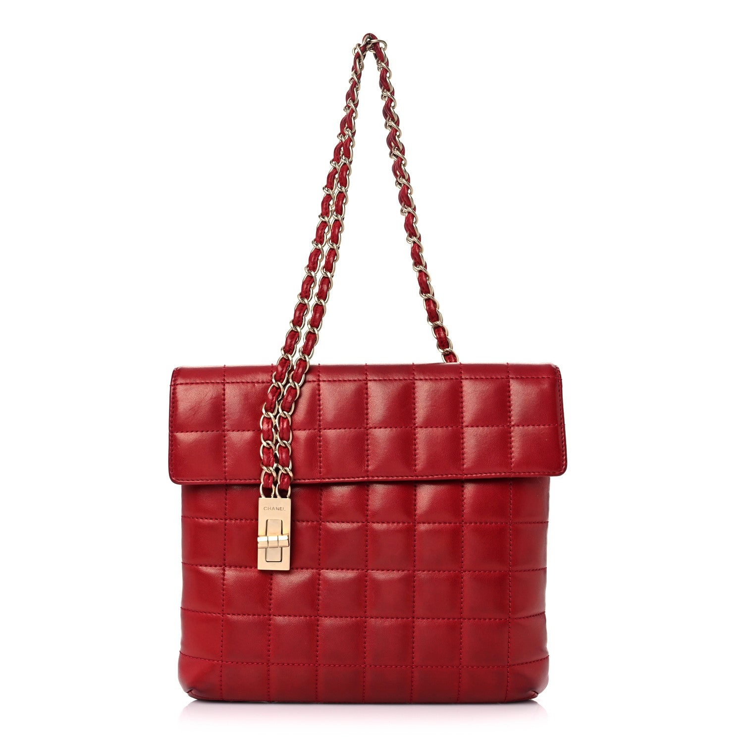 Chanel Lambskin Chocolate Bar Mademoiselle Flap Shoulder Bag Red 1 of 17
