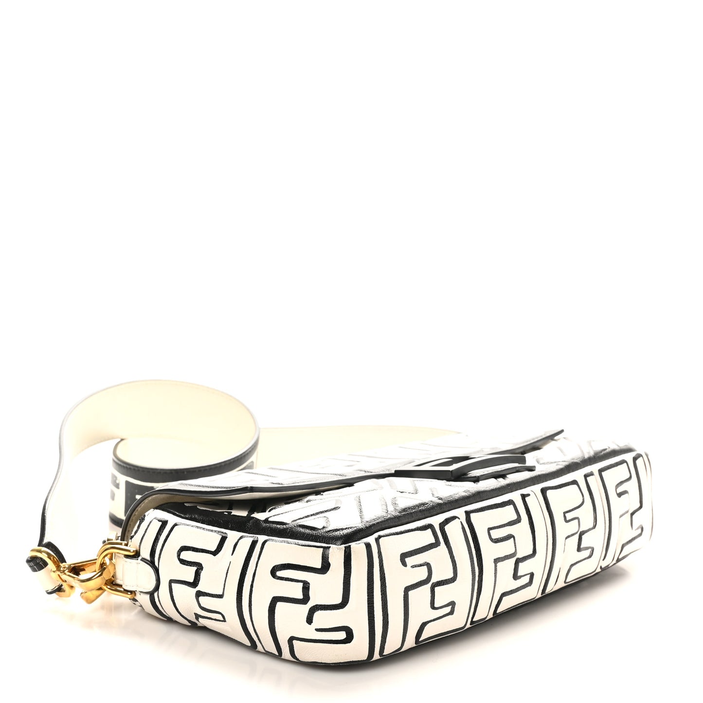 X JOSHUA VIDES Nappa FF Embossed Baguette White Black