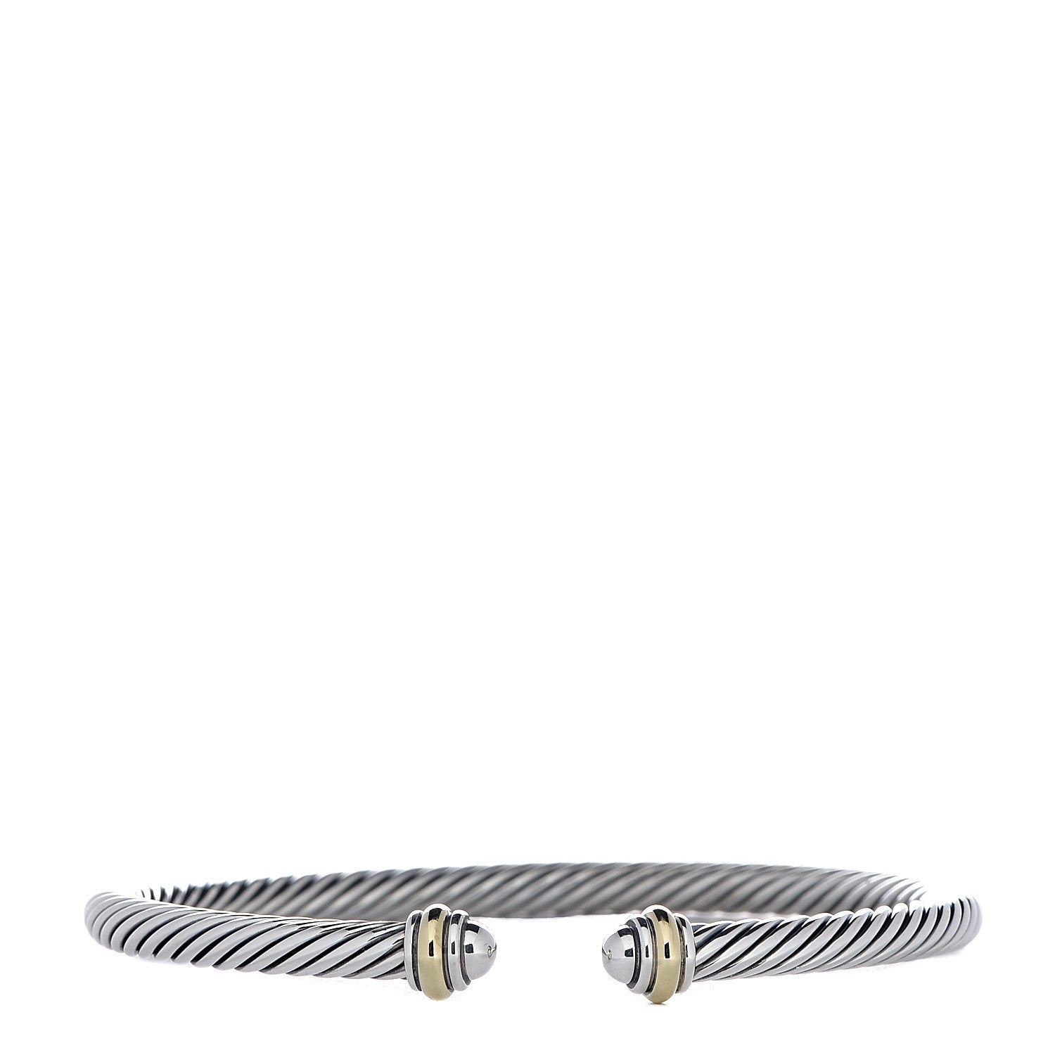 David Yurman Sterling Silver 18K Yellow Gold 4mm Cable Classics Bracelet 1 of 4
