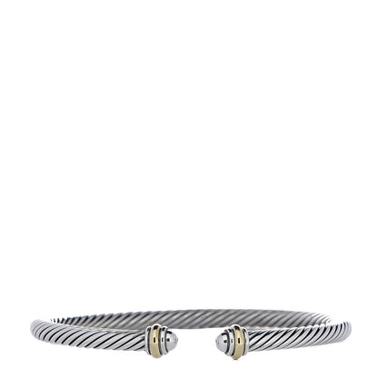 David Yurman Sterling Silver 18K Yellow Gold 4mm Cable Classics Bracelet 1 of 4