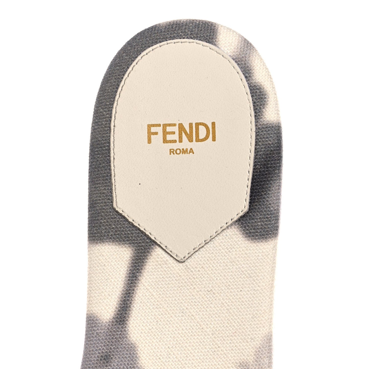 Canvas Floral Print Logo Flat Slide Sandals 41 White Black