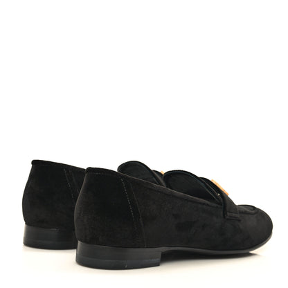 Hermes Velvet Womens Paris Loafers 39 Black 5 of 11