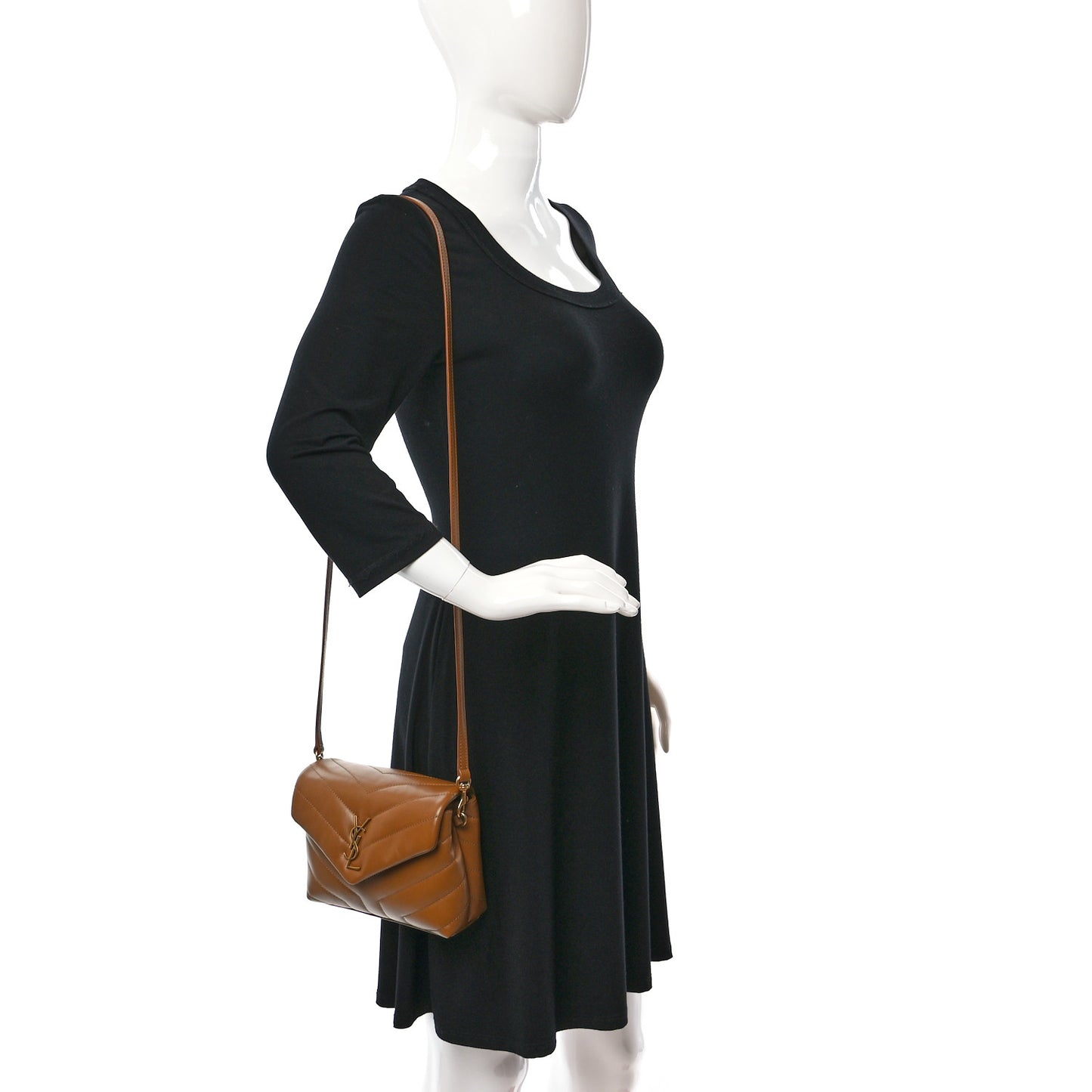 Calfskin Y Quilted Monogram Toy Loulou Crossbody Bag Dark Natural