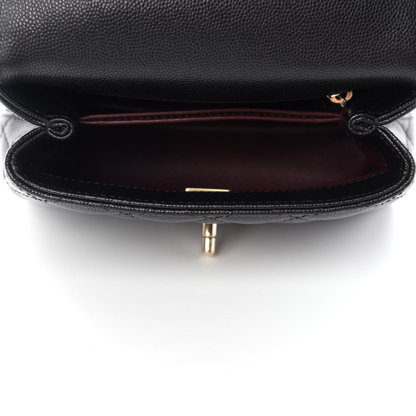 Caviar Lizard Embossed Quilted Extra Mini Coco Handle Flap Black