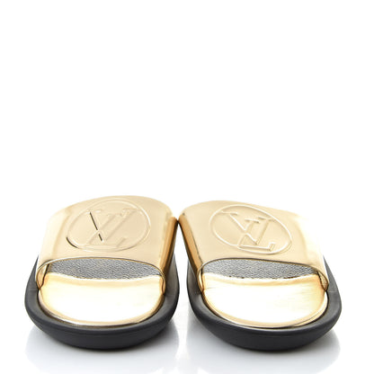 Louis Vuitton Metallic Calfskin Sunbath Slide Sandals 36 Gold 2 of 8