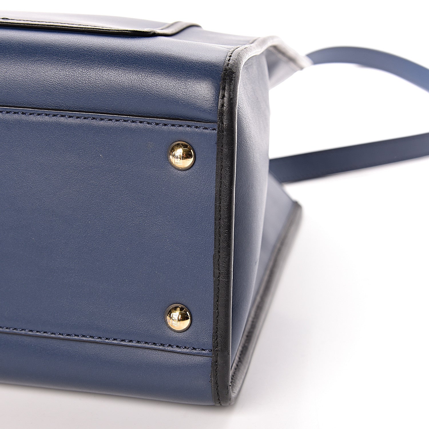 Fendi Vitello Century Opaco F is Fendi Bi-Color Regular Runaway Satchel Blu Scuro 11 of 11
