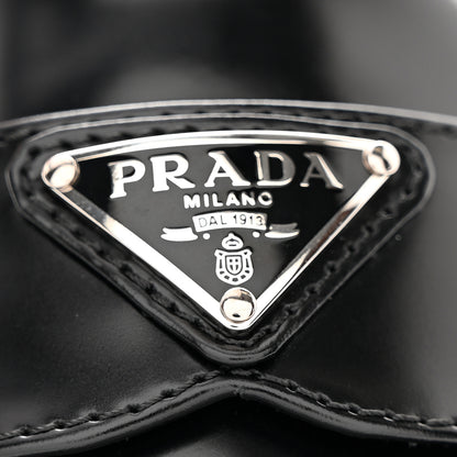 Prada Brushed Calfskin Metal Triangle Logo 20mm Loafers 36.5 Black 8 of 12