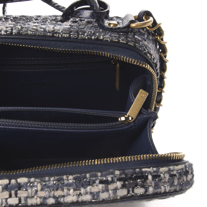 Chanel Tweed Snakeskin Quilted Medium CC Filigree Vanity Case Black Ecru Silver 7 of 10