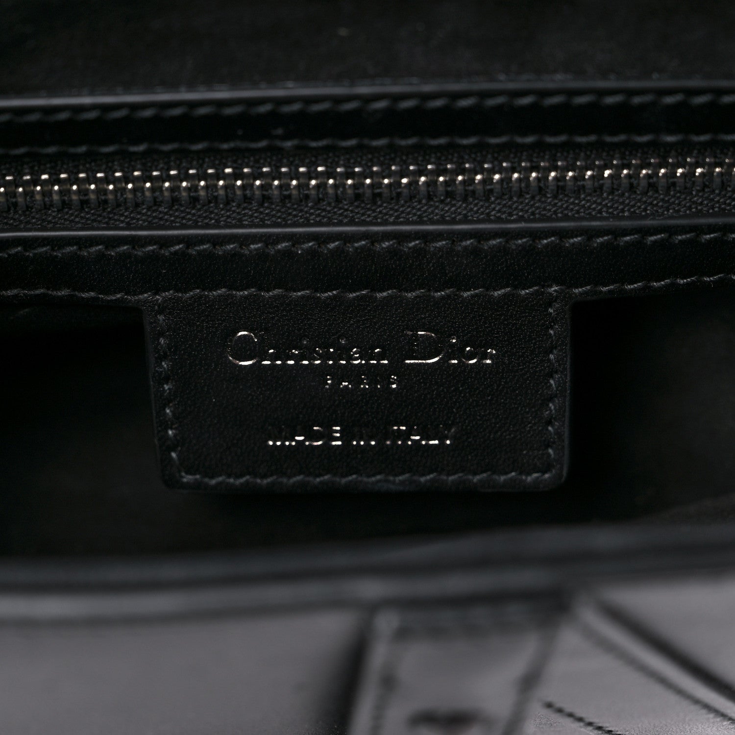 Christian Dior Calfskin Studded Saddle Bag With Strap Black 5 of 10