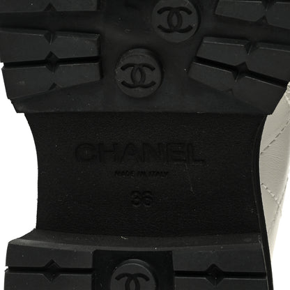 Chanel Calfskin Patent Cap Toe Quilted Short Boots 36 White Black 6 of 9