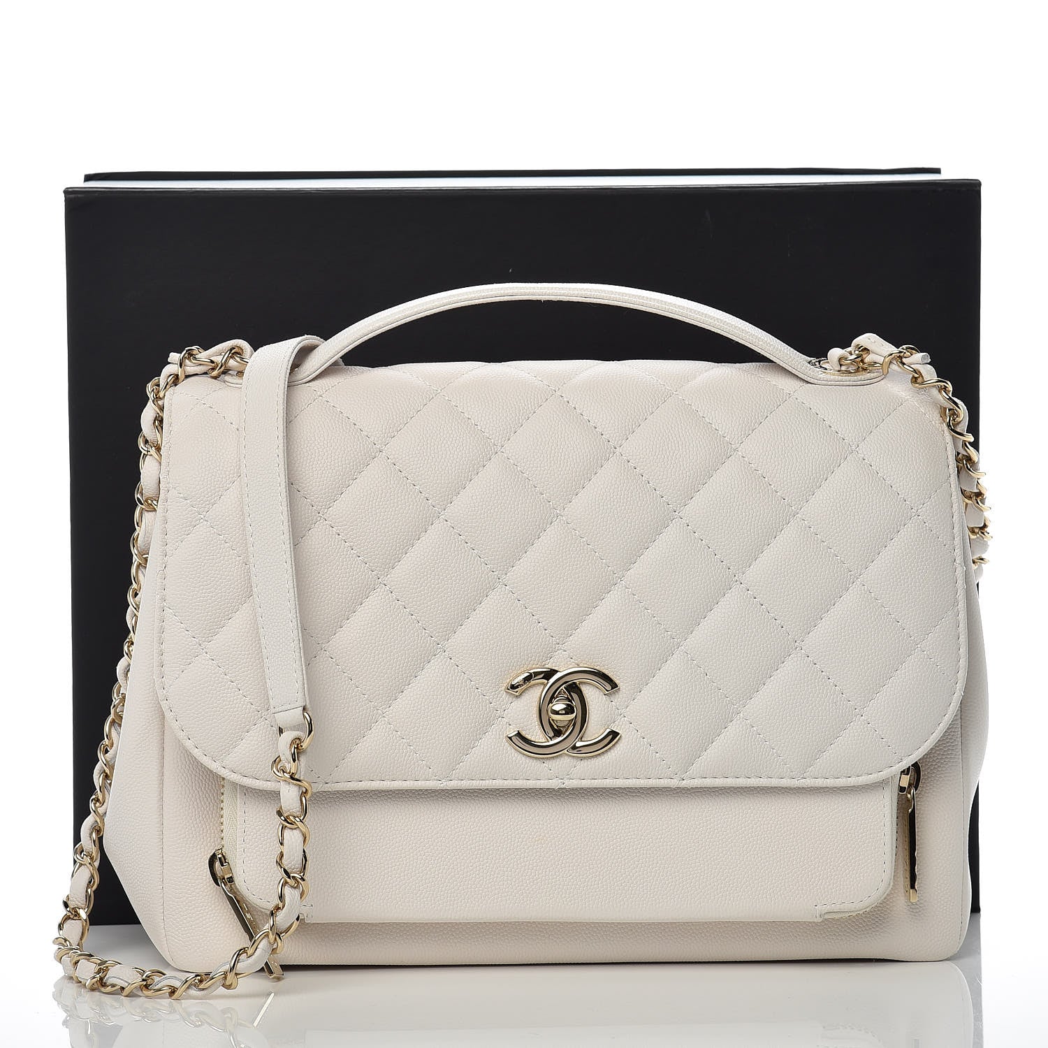 Chanel Caviar Quilted Large Business Affinity Flap White 10 of 10