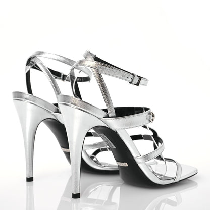 Gucci Nappa Silk High Heel Sandals 40 Argento 4 of 11